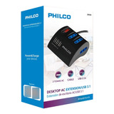 Alargador De Escritotio Con 3 Tomas Mas 3 Usb Philco  2043