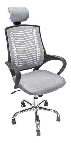 Silla Ejecutiva Para Oficina Altura E Inclinacion Ajustable Color Gris Material Del Tapizado Mesh