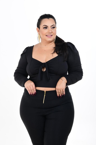 Cropped Plus Size Blusinha Plus Rosa Soul