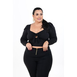 Cropped Plus Size Blusinha Plus Rosa Soul