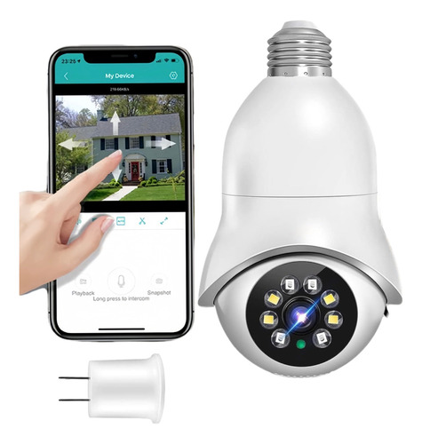 Cámara De Seguridad Hd E27 360° Wifi Con Alarma