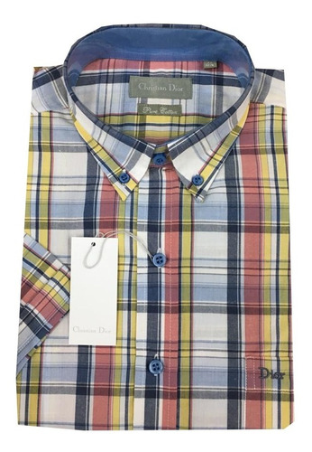 Camisa Sport A Cuadros Manga Corta Dior Corte Regular