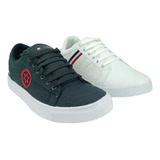 Dúo Pack 538 Tenis Casual Sneakers Caballero Negro Y Blanco