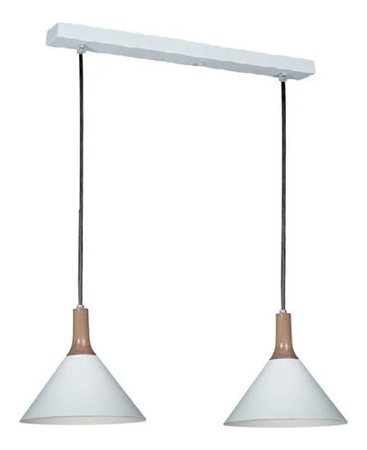 Lampara Colgante 2 Luces Nórdico Madera E27 Led Vg