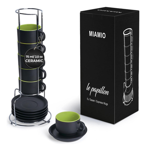 Miamio - Juego De Tazas De Café Espresso De 2.5 Oz Con Plati