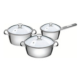 Bateria Cocina 3 Piezas Tramontina Allegra Triple Fondo Cuot