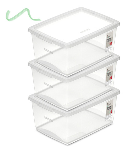 Kit 4 Caixa Organizadora 7,5l Ordene Design Moderno Cristal