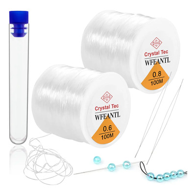 2 Rollo Hilo Elástico Transparente Para Pulseras(0.5+0.8mm) Liso Transparente Transparente