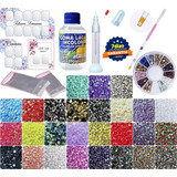 Kit Joias Para Unhas Pedrarias Strass Adesivos Goma Cartões