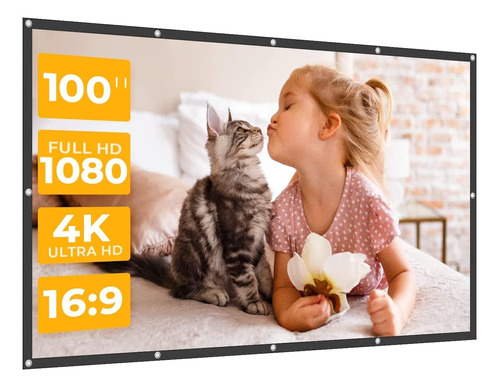 Staytrue Pantalla De Proyector De 100 Pulgadas 4k Hd, 16:9, 