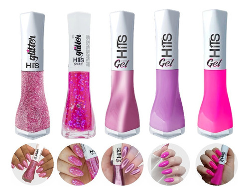 Kit Com 5 Esmaltes Hits Barbie Pink E Rosa 8ml