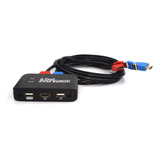 Comutador De Comutador Usb Hdmi Kvm De 2 Portas Com Cabo Par