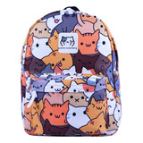 Mochila Informal De Moda Para Estudiante Con Estampado De Gato De Dibujos Animadosu