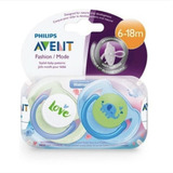 2 Unidades Chupeta Philips Avent Fashion - Azul E Verde+nota Cor Love + Elefantinho