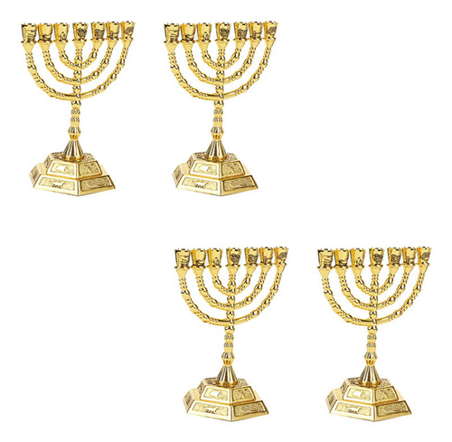 Candelabros Con Forma De Menorah Judía Dorada, 4 Unidades, D