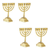 Candelabros Con Forma De Menorah Judía Dorada, 4 Unidades, D