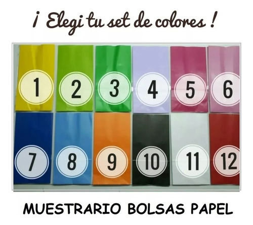 40 Bolsas Papel Lisas 24x12x8cm Candy  Fiestissima Liniers