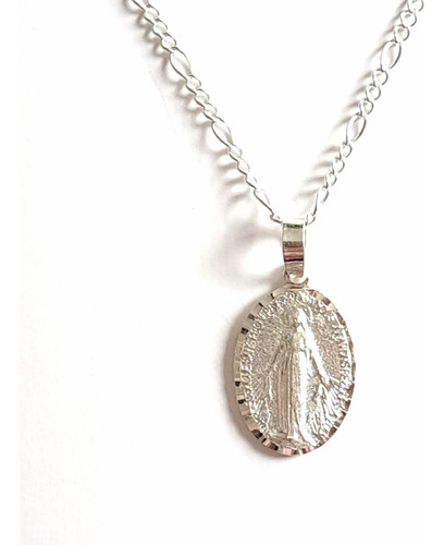 Medalla Virgen Milagrosa Con Cadena De Plata Ley 925