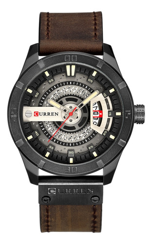 Reloj Curren 8301x Original Para Hombre, Correa De Piel, Color Marrón