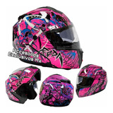 Casco Abatible Certificado Rosa Negro Mujer Moto Pulsar Ns