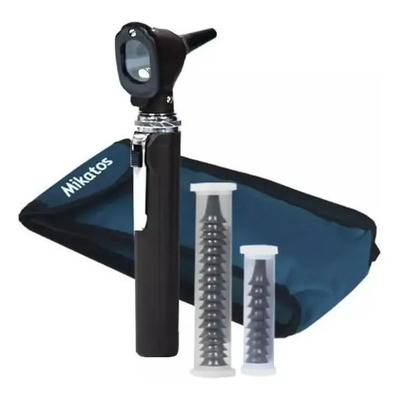Mini Otoscópio Mikatos LED Preto 2,5x Com Espéculos Inclusos | Frete grátis
