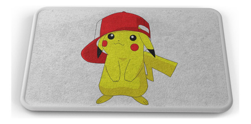 Tapete Pokémon Pikachu Gorra Roja Baño Lavable 40x60cm