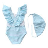 Traje De Baño Para Bebés Niña, Bañador 1 Pz + Gorro