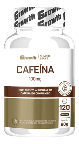 Cafeína 100mg 120comp - Growth Supplements