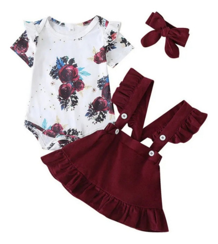 Conjunto De Ropa Para Niña Vestido Manga Larga Floral