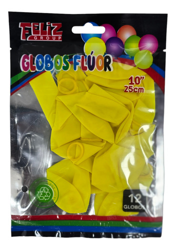 Globos Fluor Para Fiesta 12 Unidades 25cm 