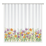 Cortina De Baño Jardín De Flores Tulipán Lila - 180x180 Cms