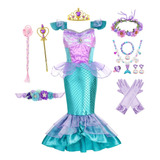 Vestido De Fiesta De Sirena Para Niña  Disfraz De Cola De Si