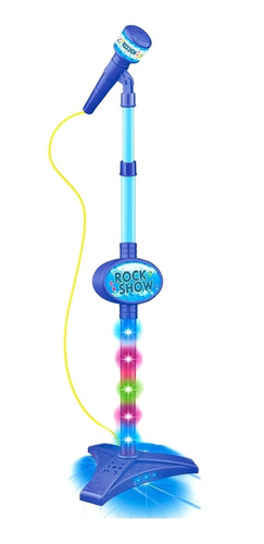 Microfone Infantil Brinquedo Karaokê Azul Menino Rock Show