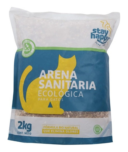 Arena Sanitaria Ecologica Para Gatos 2kg Stay Happy X 2kg De Peso Neto