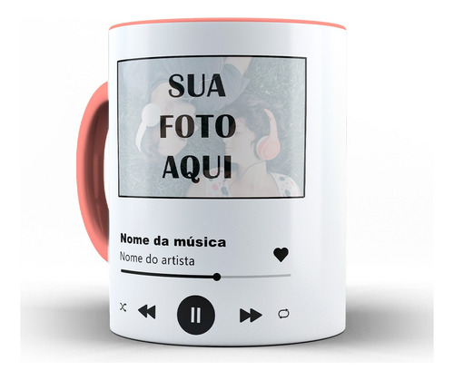 Caneca Sua Arte Spotify Alça Preta 325ml + Caixa