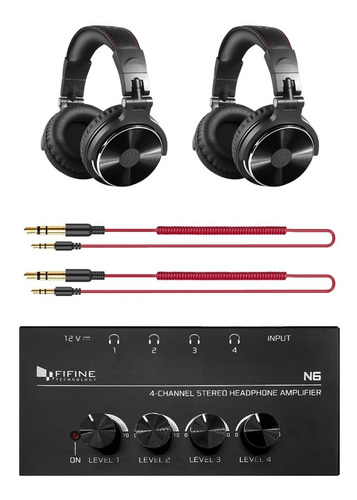 Combo Fifine N6 Amplificador De Auriculares + 2 Auriculares