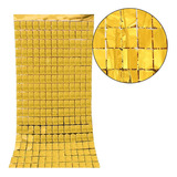 Cortina Metalizada Quadrada Painel Dourado 1x2m