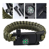 Pulsera Navaja Pedernal Silbato Paracord Supervivencia