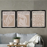 Set 3 Cuadros Decorativos Matisse Neutro Para Sala 55x45 Cm