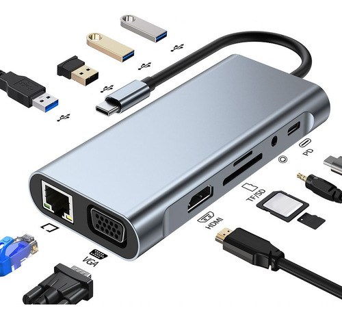 Estación De Acoplamiento Hdmi 4k Usb Tipo C Hub Vga Usb 3.0