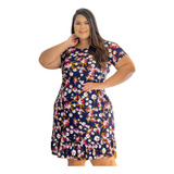 Vestido Senhora Liganete Estampada Com Manga  E Babado