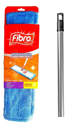 Set Mopa Plana Microfibra 45cm Fibro