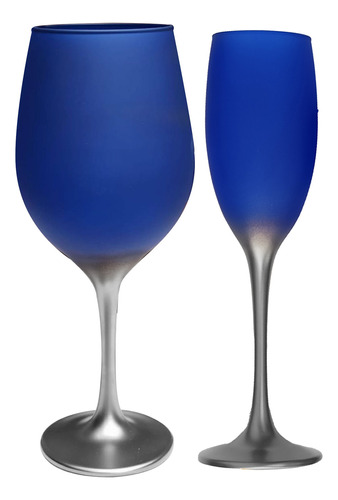 Copas 1 Champagne + 1 Vino Barone Color Con Tallo Plateado