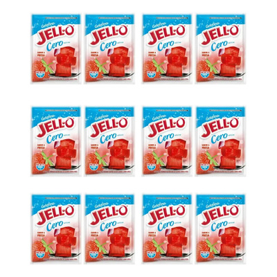 12 Sobres Gelatina Jello Sabor Fresa Cero Azúcar 25g C\u002Fu | MercadoLibre
