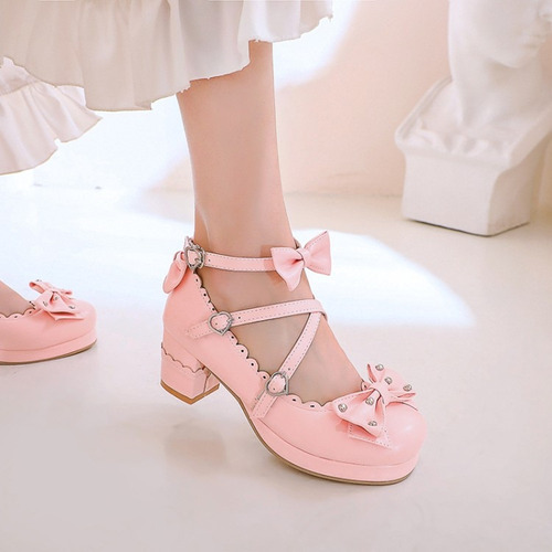 Zapatos De Cosplay De Lolita Para Mujer Y Niñas Con Lazos Sw
