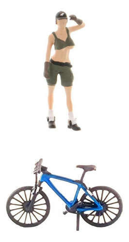 1/64 Figura Chica Reparador Y Bicicleta Muñeca Mesa De