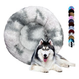 Cama Tipo Dona Antiestres Para Perros Raza Xgrande / Gigante Color Gris - Blanco