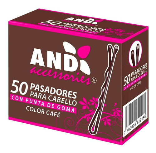 Pasadores De Cabello Con Punta De Goma 50 Pzas Cafe Y Negro