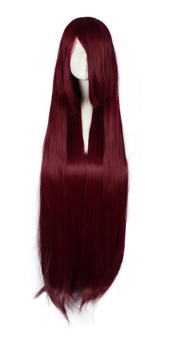 Peluca Para Mujer De 39 Pulgadas Rojo Vino Cabello Largo