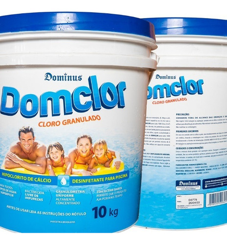 Domclor Cloro 65% Ativo Granulado 10kg Hpcl Para Piscinas 